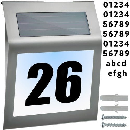 Solar Hausnummer Beleuchtet – Edelstahl Wandleuchte mit Dämmerungssensor - Easy2sell - Deluxe