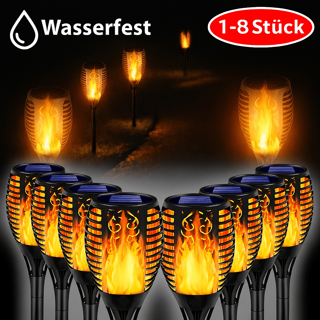 Solarleuchten Solar Fackeln Gartenfackeln mit Flammeneffekt Solarlampen 1 - 8x Set - Easy2sell - Deluxe