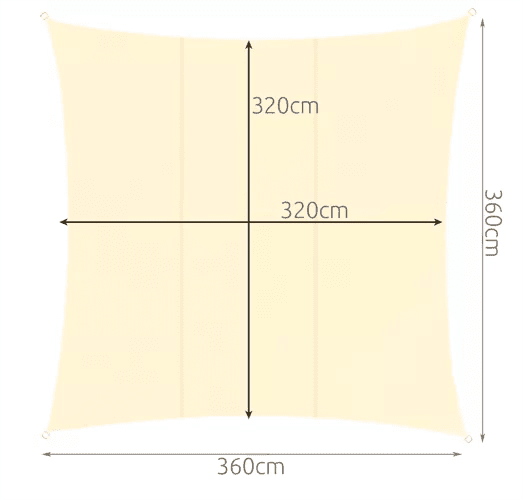 Sonnensegel Quadratisch 3,6x3,6m – Beige Sonnenschutz aus Polyester - Easy2sell - Deluxe
