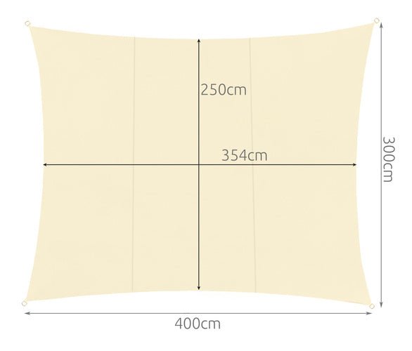 Sonnensegel Rechteckig 4x3m – UV - Schutz Sonnenschutz Beige Polyester - Easy2sell - Deluxe