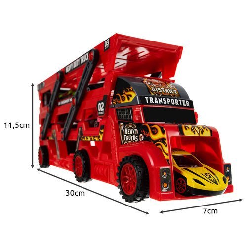 Spielzeug LKW mit Startfunktion und 6 Autos – Autotransporter Set ab 3 Jahren - Easy2sell - Deluxe