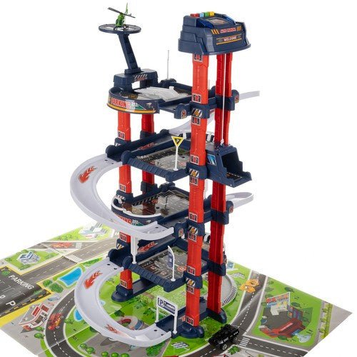 Spielzeuggarage mit Interaktivem Aufzug – 4 Ebenen Parkhaus mit Autos - Easy2sell - Deluxe
