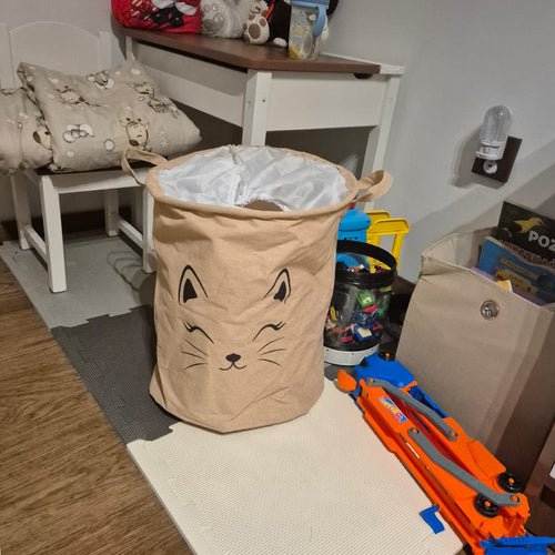 Spielzeugkorb XL mit Kordelzug – Großer Wäschesammler Beige 42L Baumwolle - Easy2sell - Deluxe