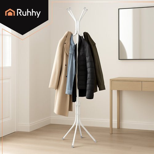 Standgarderobe Kleiderständer mit 3 Ebenen – Metall Kleiderbügel Weiß 170cm - Easy2sell - Deluxe