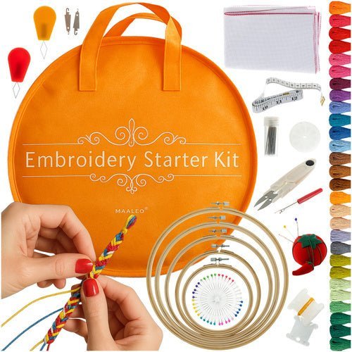Stickgarn Set 100 Farben – Stickfäden mit Stickrahmen und Zubehör - Easy2sell - Deluxe