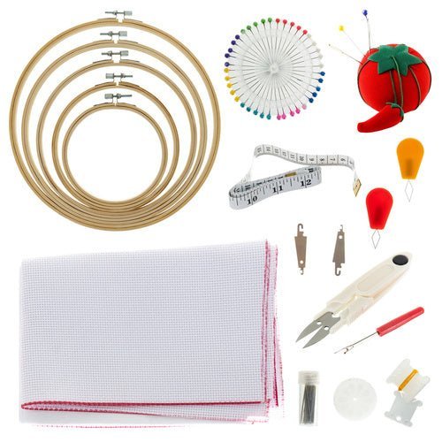 Stickgarn Set 100 Farben – Stickfäden mit Stickrahmen und Zubehör - Easy2sell - Deluxe