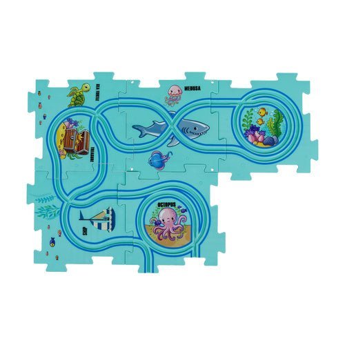 Streckenpuzzle für Kinder – 25 - teiliges Straßenspielset mit Fahrzeugen - Easy2sell - Deluxe