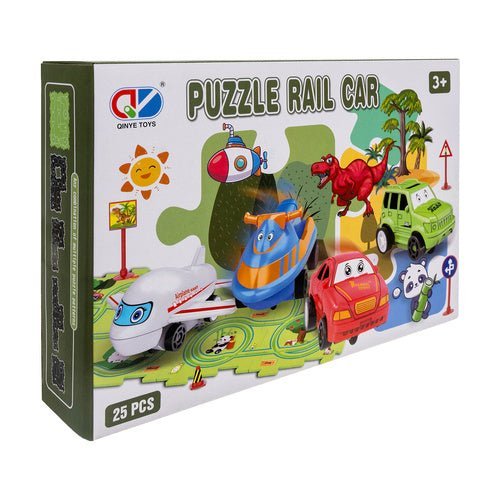 Streckenpuzzle für Kinder – 25 - teiliges Straßenspielset mit Fahrzeugen - Easy2sell - Deluxe