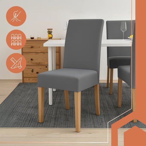 Stuhlhussen 6er Set Elastisch – Universal Stuhlbezüge Dunkelgrau - Easy2sell - Deluxe