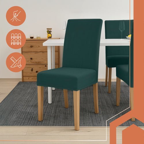 Stuhlhussen 6er Set Elastisch – Universal Stuhlbezug Grün aus Polyester - Easy2sell - Deluxe