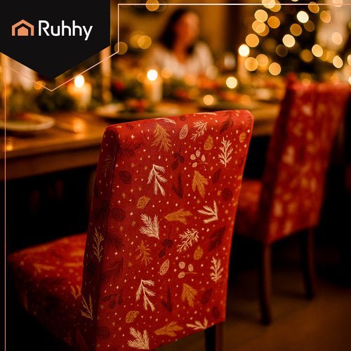 Stuhlhussen 6er Set – Elastische Stuhlbezüge für Weihnachten, Rot, 50x40x40 cm - Easy2sell - Deluxe