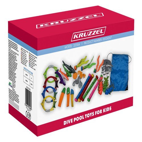 Tauchspielzeug Set mit Schatzsuche – 26 - teilig für Kinder inkl. Tasche - Easy2sell - Deluxe