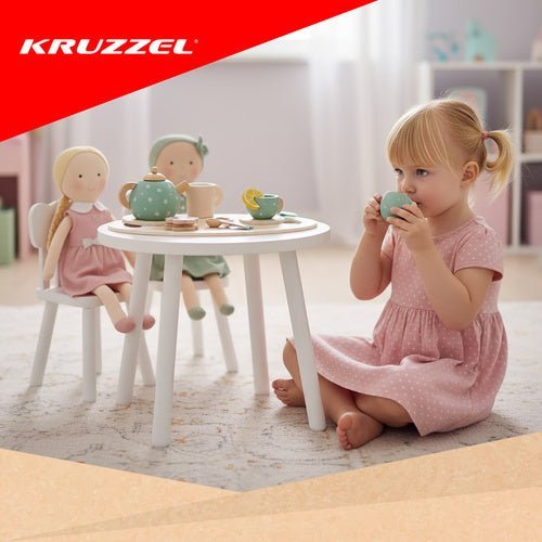 Teeservice für Kinder aus Holz – 15 - teiliges Spielset mit Tablett, Grün - Easy2sell - Deluxe
