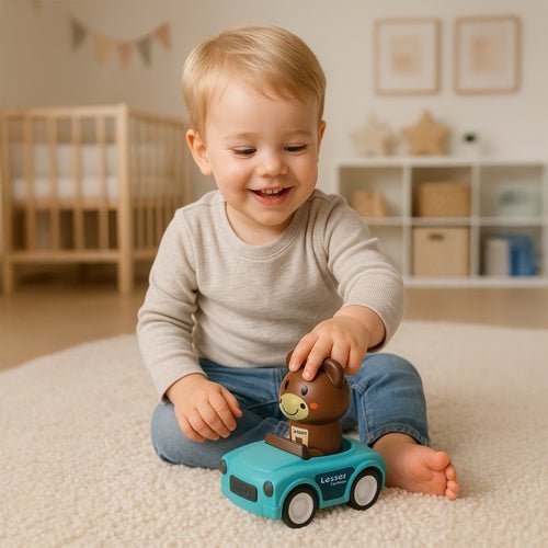 Tierautos Spielzeug 4er Set – Push - and - Go Fahrzeuge für Kinder ab 18 Monaten - Easy2sell - Deluxe