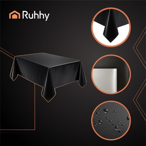 Tischdecke Schwarz 137x274cm Wasserfest Schmutzabweisend Folie - Easy2sell - Deluxe