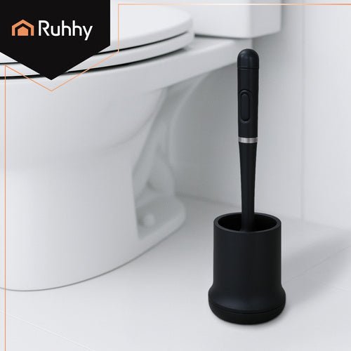 Toilettenbürste mit Behälter Set – Wandmontage, Silikon, Schwarz, 2 - teilig - Easy2sell - Deluxe