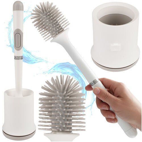 Toilettenbürste Set mit Behälter – Wandmontage, Gummikopf, Weiß, 43 cm - Easy2sell - Deluxe