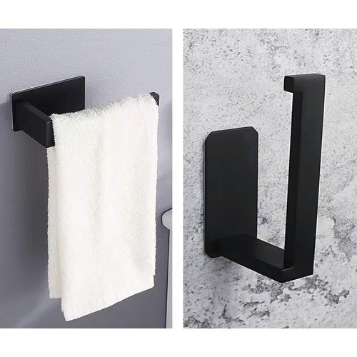 Toilettenpapierhalter aus Metall, feuchtigkeitsbeständig, schwarz - Easy2sell - Deluxe