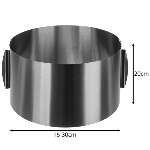 Verstellbare Kuchenform 16–30 cm, 20 cm hoch, Edelstahl - Easy2sell - Deluxe