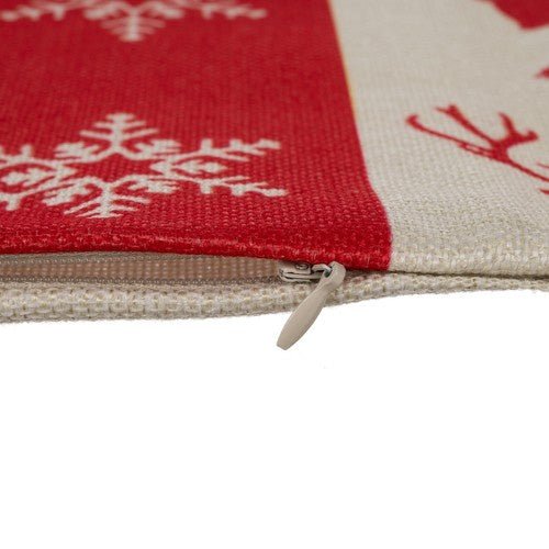 Weihnachten Kissenbezüge 4er - Set 40x40 cm Rot Leinen Dekokissen mit Reißverschluss - Easy2sell - Deluxe