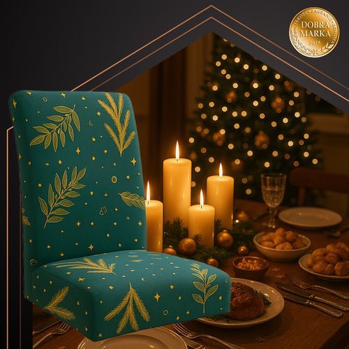 Weihnachtliche Stuhlhussen 6er Set – Elastische Stuhlbezüge Grün - Easy2sell - Deluxe