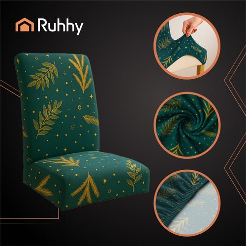 Weihnachtliche Stuhlhussen 6er Set – Elastische Stuhlbezüge Grün - Easy2sell - Deluxe