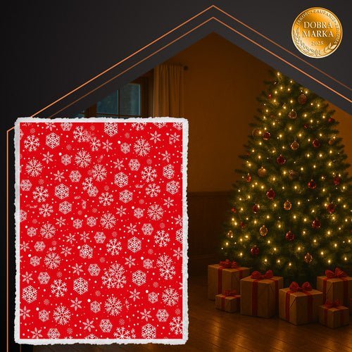 Weihnachtsdecke Doppelseitig – Kuscheldecke 130x170 cm, Rot Weiß Lammwolle - Easy2sell - Deluxe