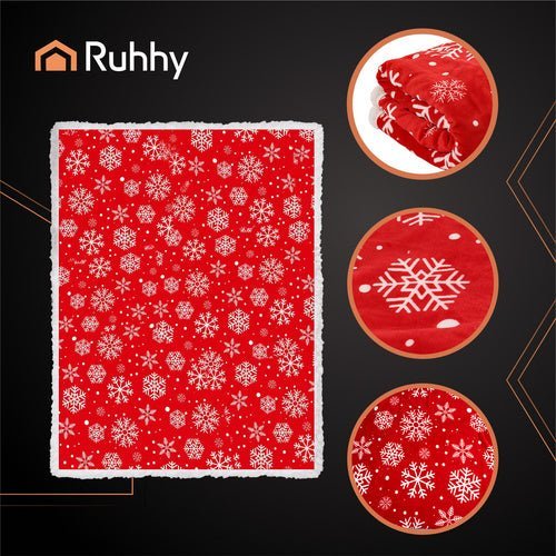 Weihnachtsdecke Doppelseitig – Kuscheldecke 130x170 cm, Rot Weiß Lammwolle - Easy2sell - Deluxe