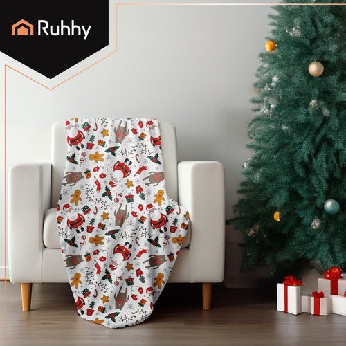 Weihnachtsdecke Kuscheldecke Weiß 150x200 cm – Weiche Tagesdecke - Easy2sell - Deluxe