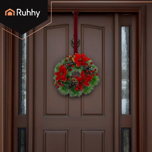 Weihnachtskranz 30 cm – Künstlicher Türkranz mit Zapfen und Beeren - Easy2sell - Deluxe