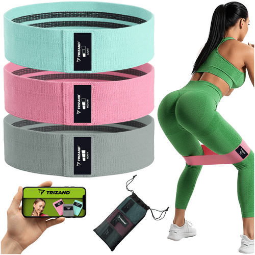 Widerstandsbänder Set aus Stoff – 3 Fitnessbänder für Beine und Po - Easy2sell - Deluxe