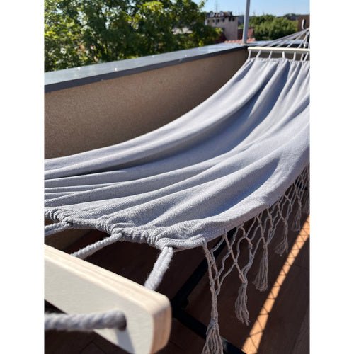 XXL Doppel - Gartenhängematte mit Spreizstab – 250kg Belastbar, Grau - Easy2sell - Deluxe