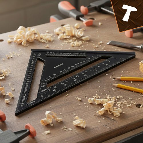 Zimmermannswinkel 30cm Aluminium Schwarz 90°/45° Set mit 5 Bleistiften - Easy2sell - Deluxe